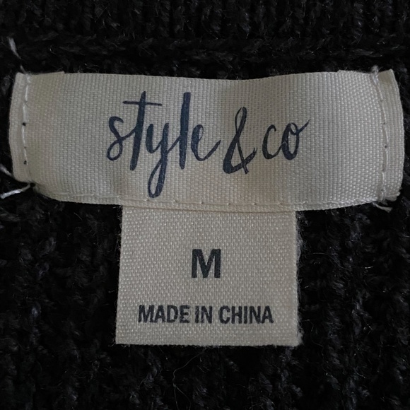 Style & Co. Charcoal Gray Grommet Lace Up Sweater Sz. M - Picture 8 of 10